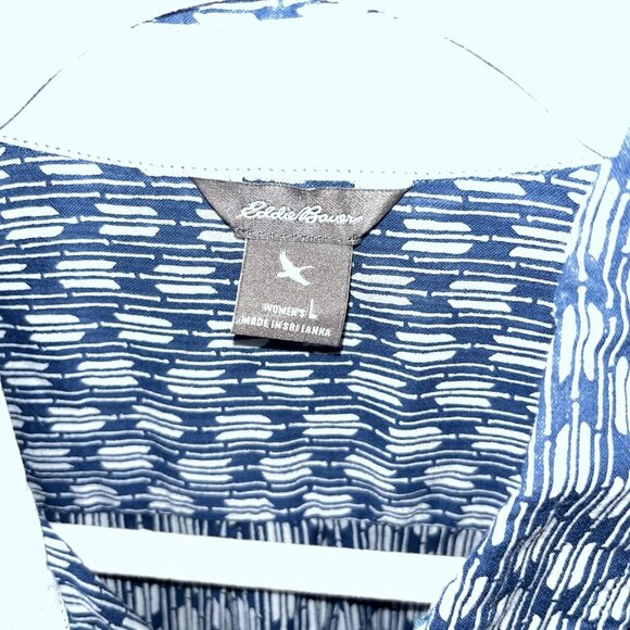 Eddie Bauer Button Up Shirt Womens Blue Long Sleeve Outdoor 100% Cotton Large - Picture 3 of 8